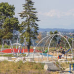 Kids playing on a Seattle playground on a sunny day