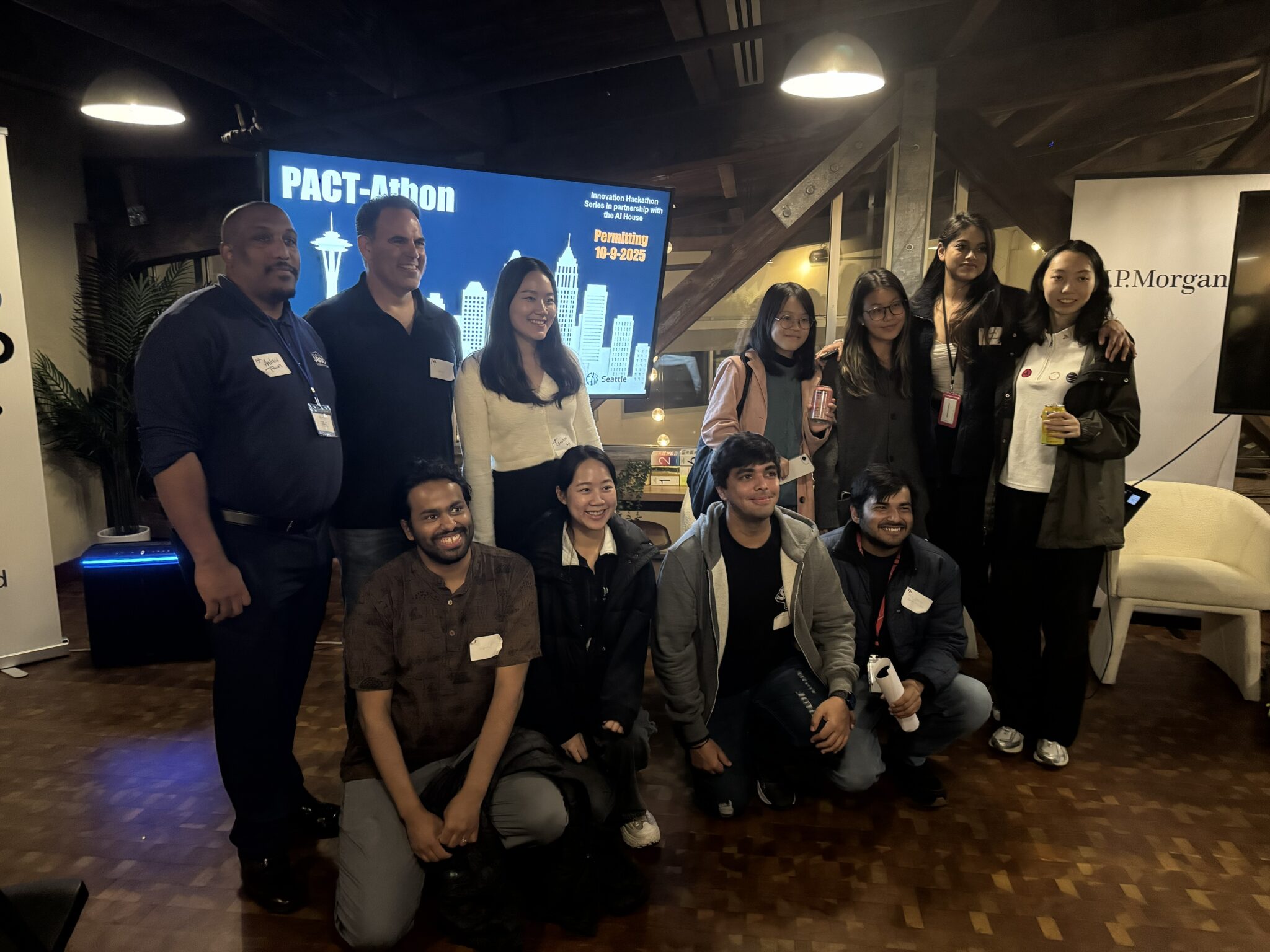 The winning hackathon teams posing for a group photo